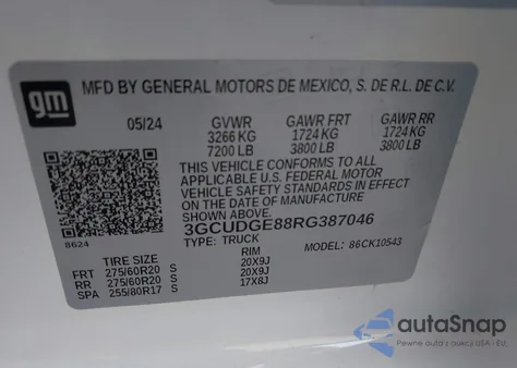 2024 Chevrolet Silverado 1500 4Wd Short Bed Ltz from USA, damaged, VIN 3GCUDGE88RG387046